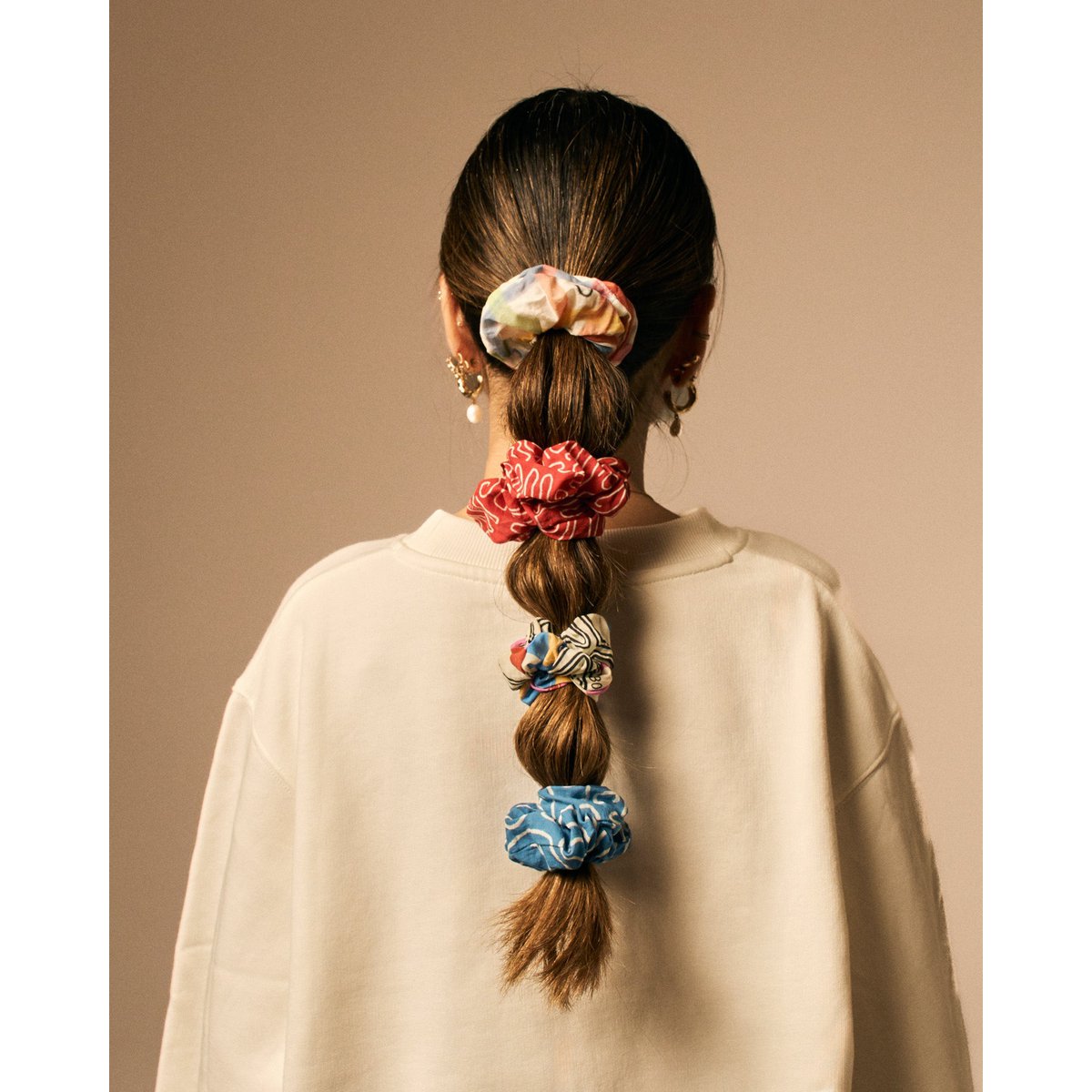 Red Abstract Print Scrunchie