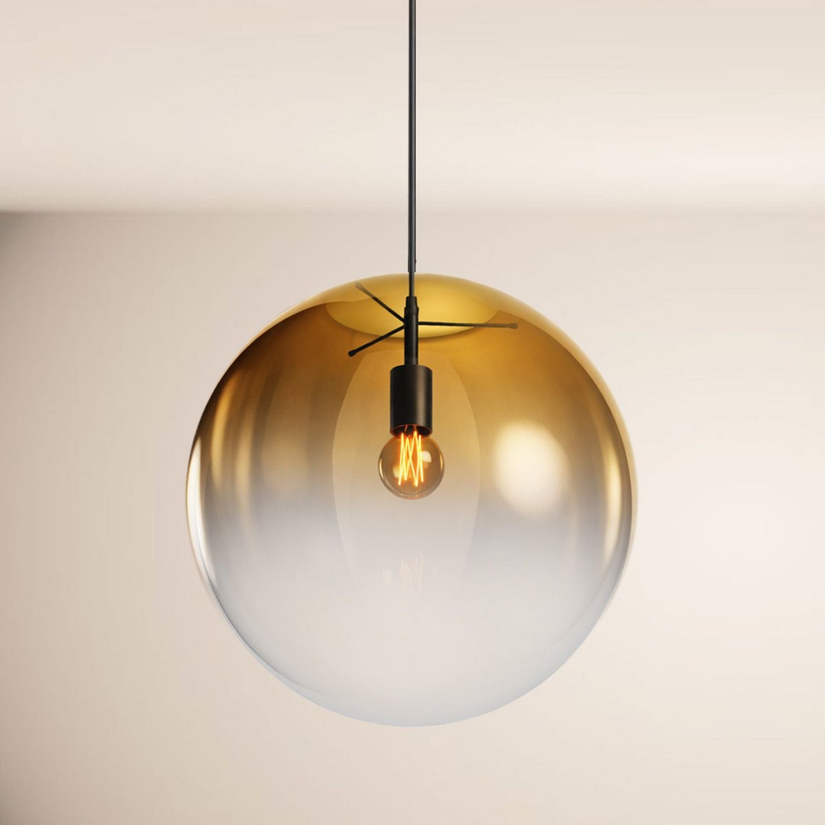 s.luce Orb glass ball gallery light 500cm suspension black