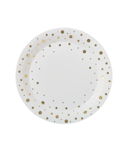 Partygeschirr - Teller gold/weiß