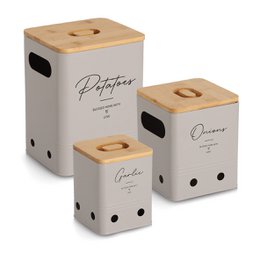 Voorraadpot "Uien" met bamboe deksel, 2400 ml, metaal, greige, FSC 100%