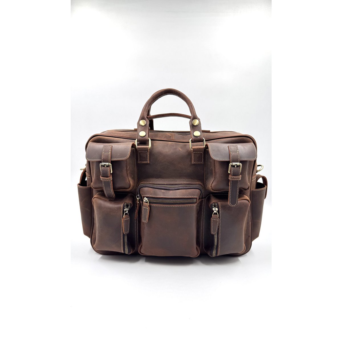 Handgefertigte „Crazy Horse“-Businesstasche aus Leder – handgefertigte Executive-Aktentasche und Reisetasche mit mehreren Taschen