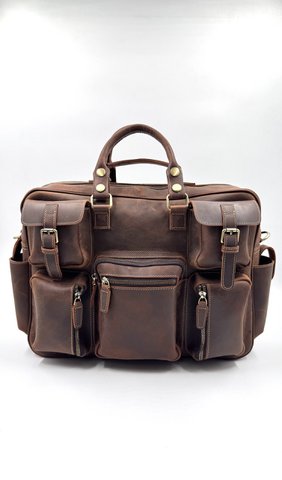 Handgefertigte „Crazy Horse“-Businesstasche aus Leder – handgefertigte Executive-Aktentasche und Reisetasche mit mehreren Taschen