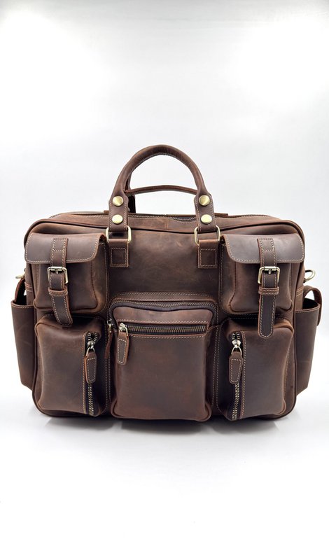 Handgefertigte „Crazy Horse“-Businesstasche aus Leder – handgefertigte Executive-Aktentasche und Reisetasche mit mehreren Taschen