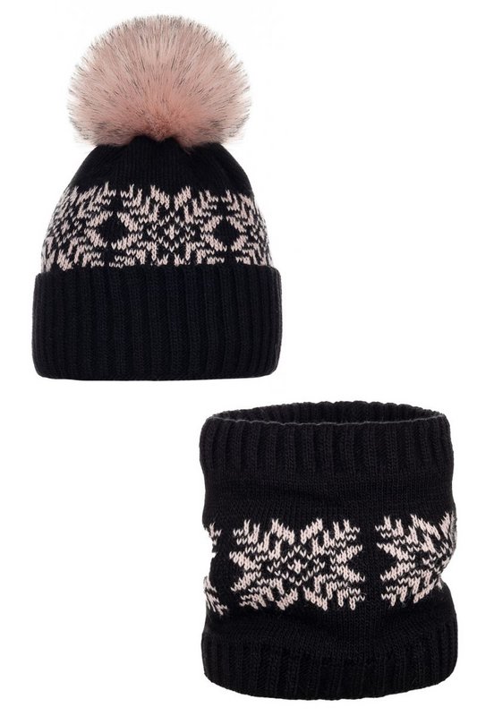 Unisex hat with a scarf BRUNA - GRAY