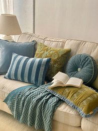 Kussenhoes | Mirage Scallop zachtblauwe kussenhoes van Sanctuary Living