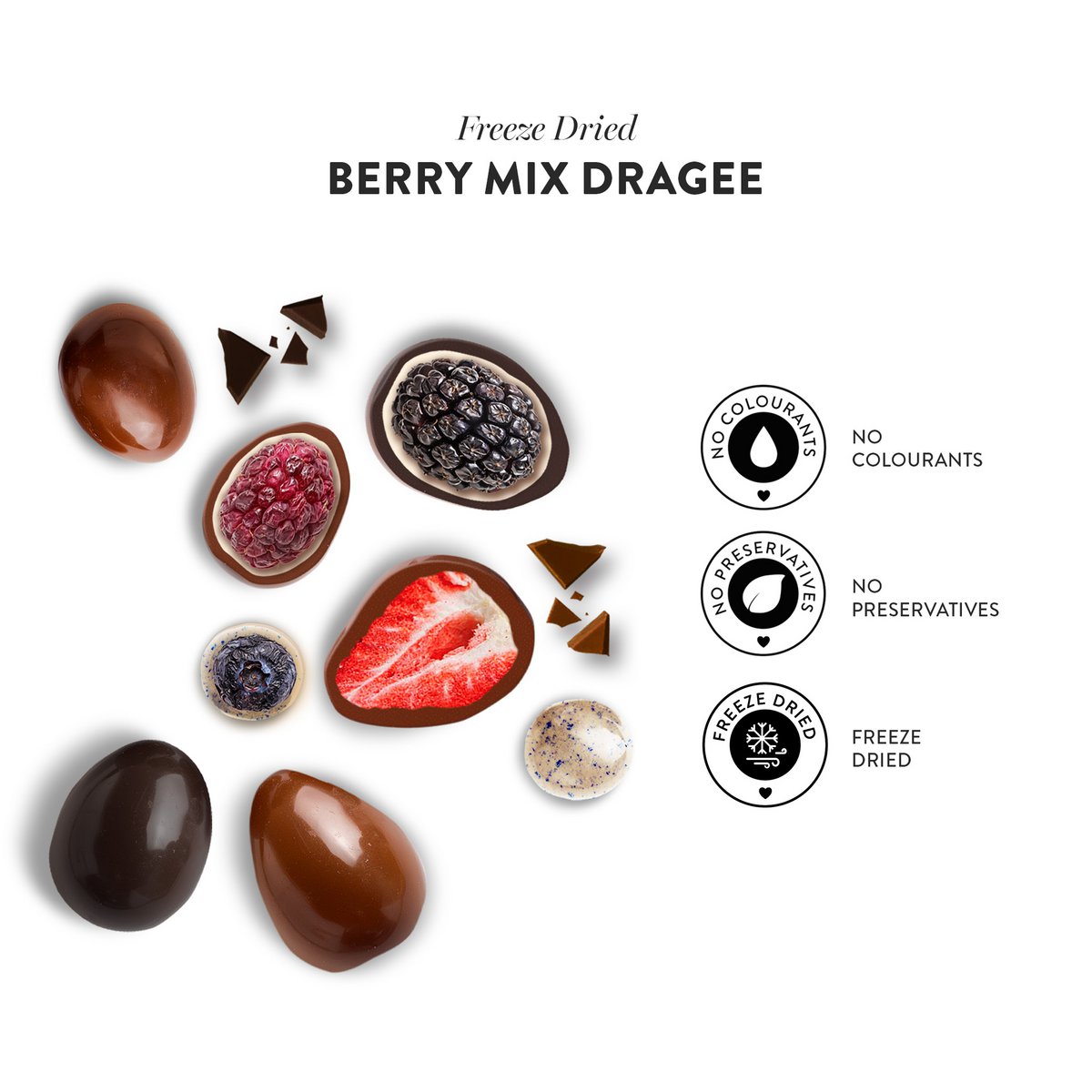 Berry Mix Schokoladenbeschichtete gefriergetrocknete Dragee