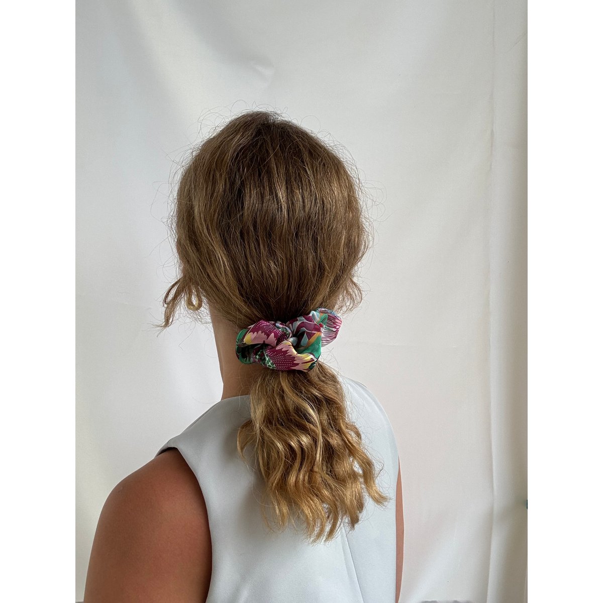 Scrunchie - Bunte Chiffon Blumen - Recycelt