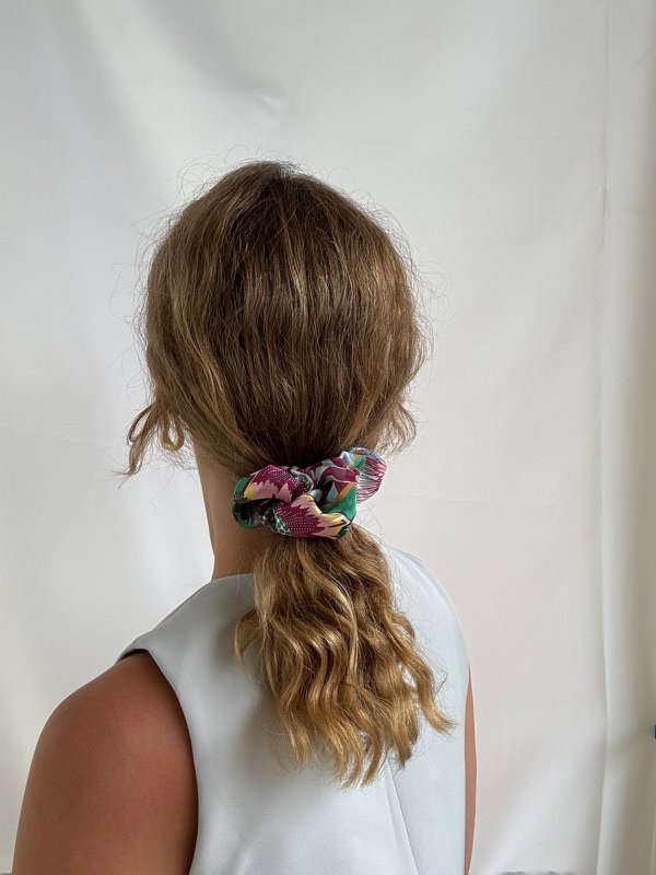 Scrunchie - Bunte Chiffon Blumen - Recycelt