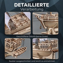 Brigg aus Holz zum Bauen Eisberg – 3D-Holzpuzzle 311 Teile, Schiffsmodell mit Segeln und Takelage, Modellbausatz ab 12 Jahren