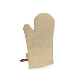 Oven mitts made of 100% cotton with silicone dots, available in black, grey, dove, beige, and green colors. The mitts measure 18x33cm and provide heat protection for hands while cooking or baking.