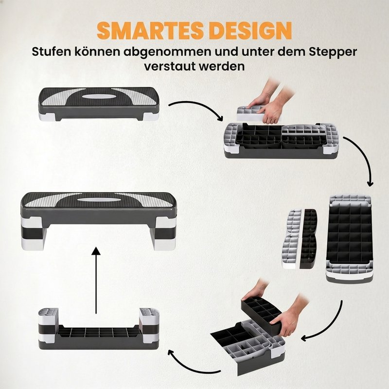 Aerobic stepper 3-stage height adjustable 80 x 31 x 20 cm black + gray