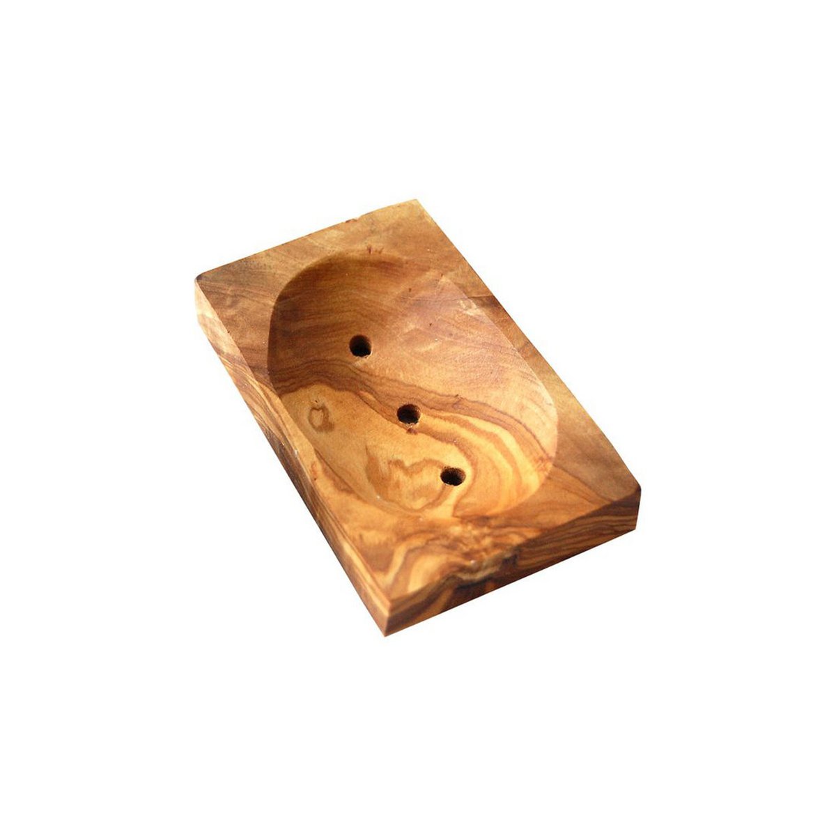 Jabonera cuadrada pequeña de madera de olivo