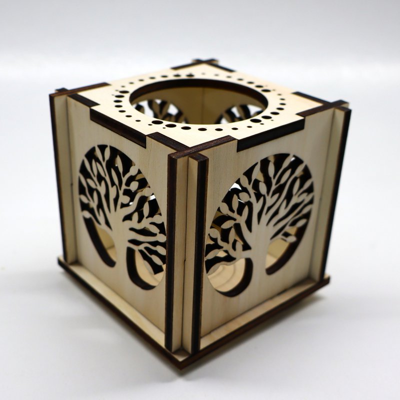 Lanterne de l'ombre en bois de la vie en bois, chandelle