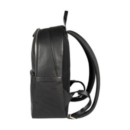 RB2001A | Netbook/Tablet Backpack in Nylon/Genuine Leather, with light grain. Zipper closure and adjustable shoulder straps - Black color - Dimensions: 27 x 38 x 14 cm. Packaging: Non-woven fabric bag