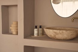 Marmorbakke rektangel S beige 10x25cm