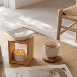 Brûle Parfum Série Naturea – Feuillage – Objet Décoration – Senteurs, Cires Parfumées, Huiles Essentielles – en Bambou et Céramique