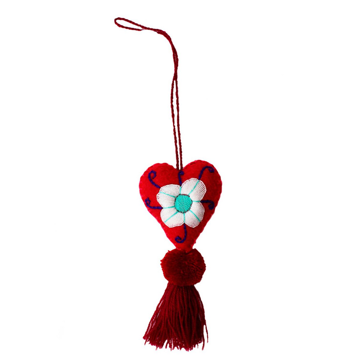 Decorative pendant heart 14cm - unique dark blue red