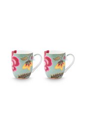 Set/2 Mugs Small Blooming Tales Fantasy Blue