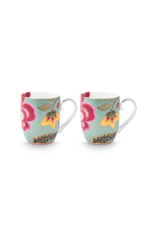 Set/2 Mugs Small Blooming Tales Fantasy Blue