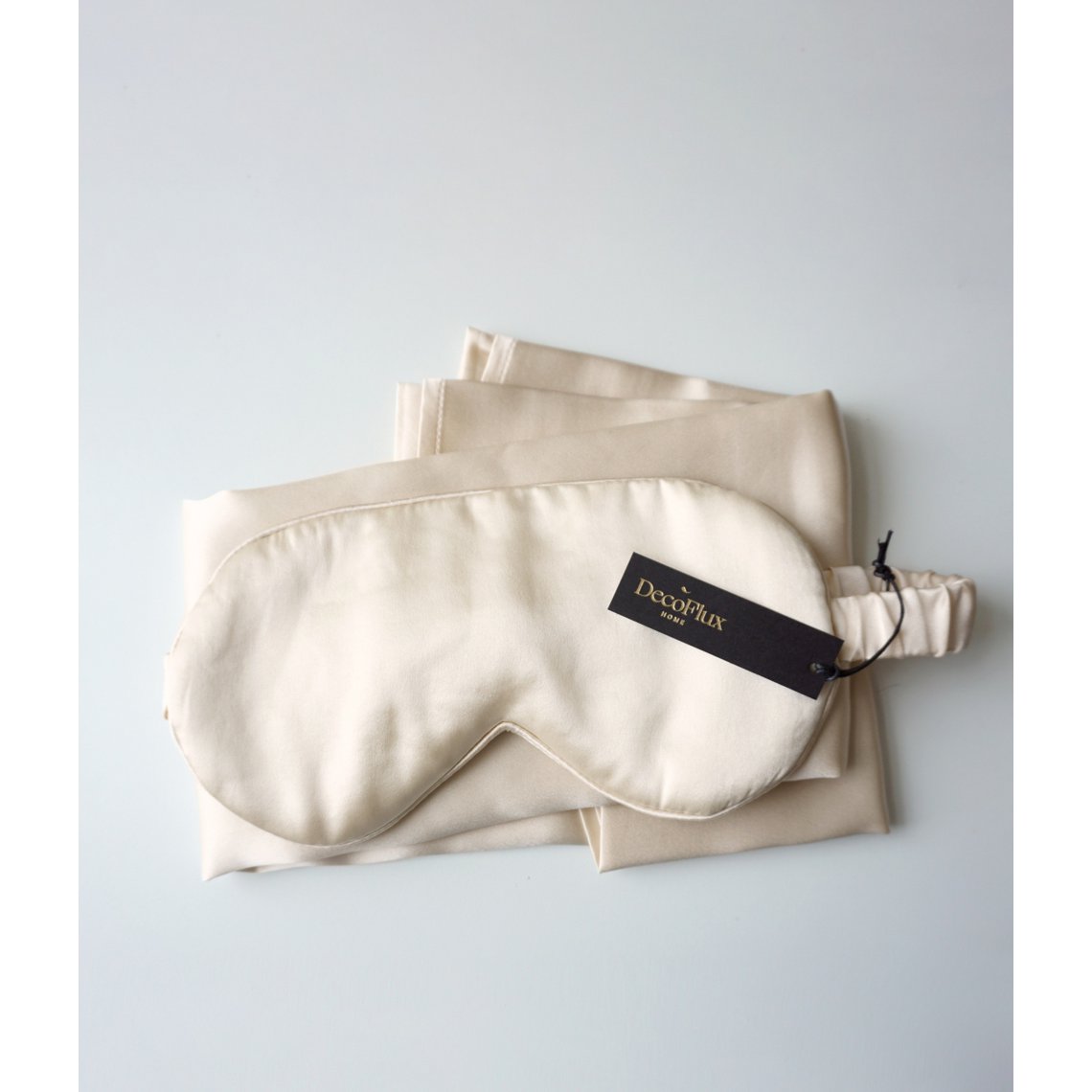 Ensemble (masque en soie + taie d'oreiller en soie) Beige Uni