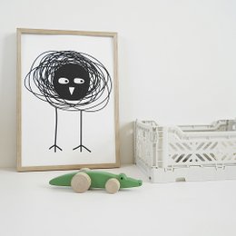 Silkscreen A4 Bird - Black