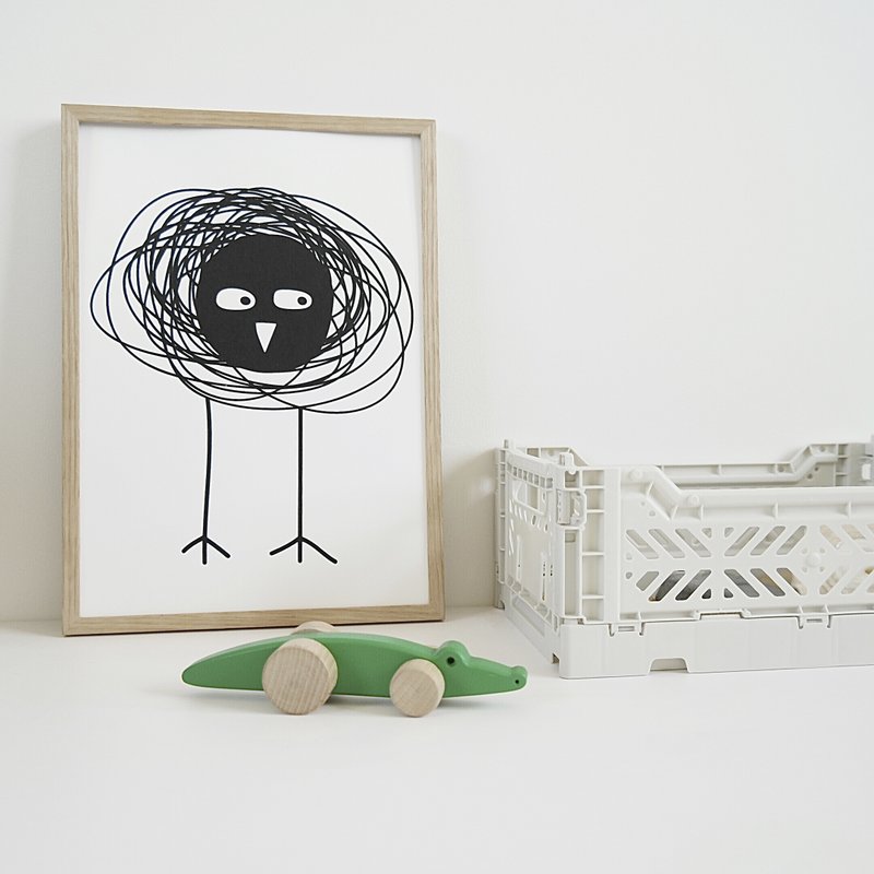 Silkscreen A4 Bird - Black