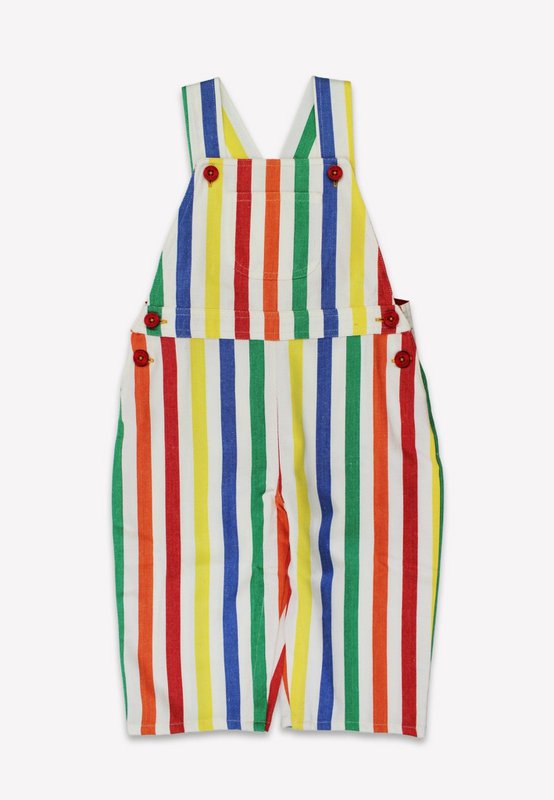 Bio-Baumwoll Kinder Latzhose mit bunten Streifen