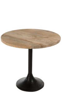 J-Line Tischbar rund Holz/Metall Natur/Schwarz