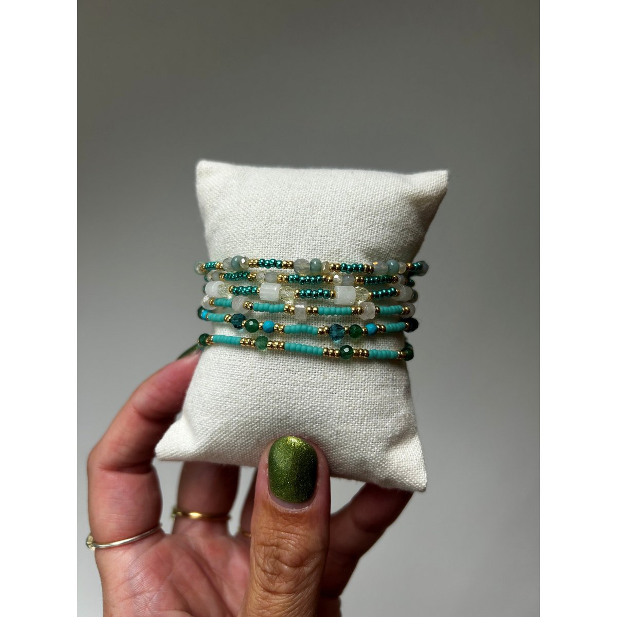 Handgemaakte armbandenset - blauw04