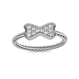 Bague Twisted Ribbon - ArgentÃ© et Cristal