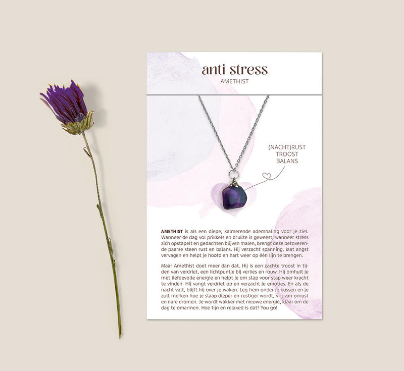 Gemstone necklace with amethyst - anti stress