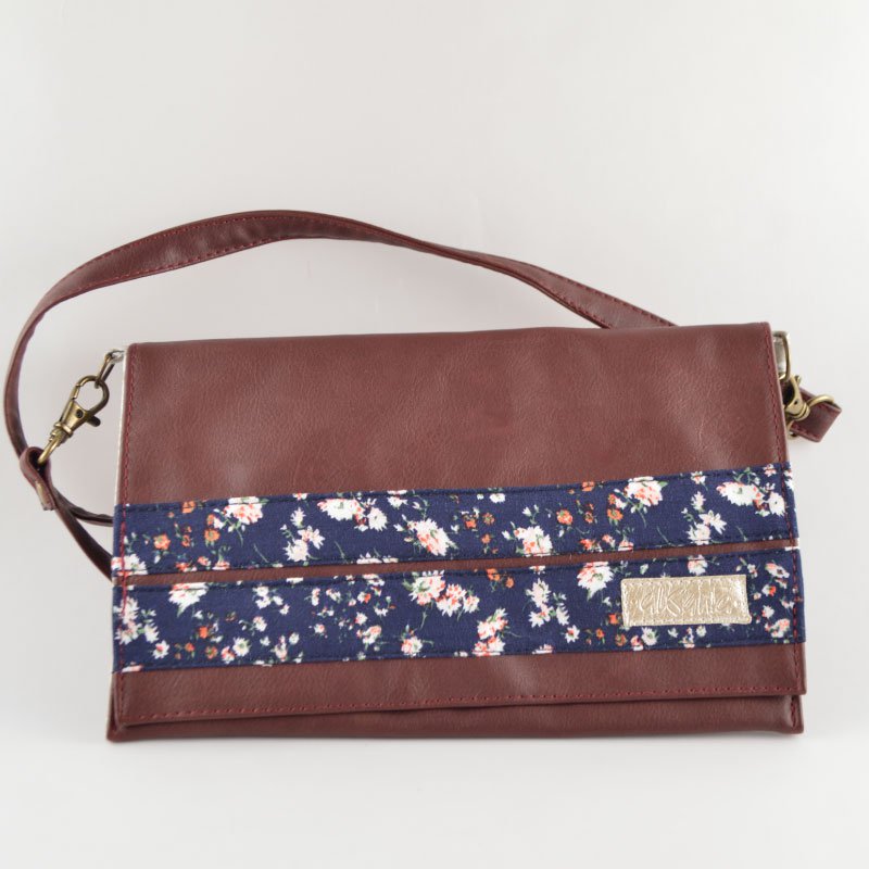 Monedero Clutch Vino Tinto - Estampado Floral