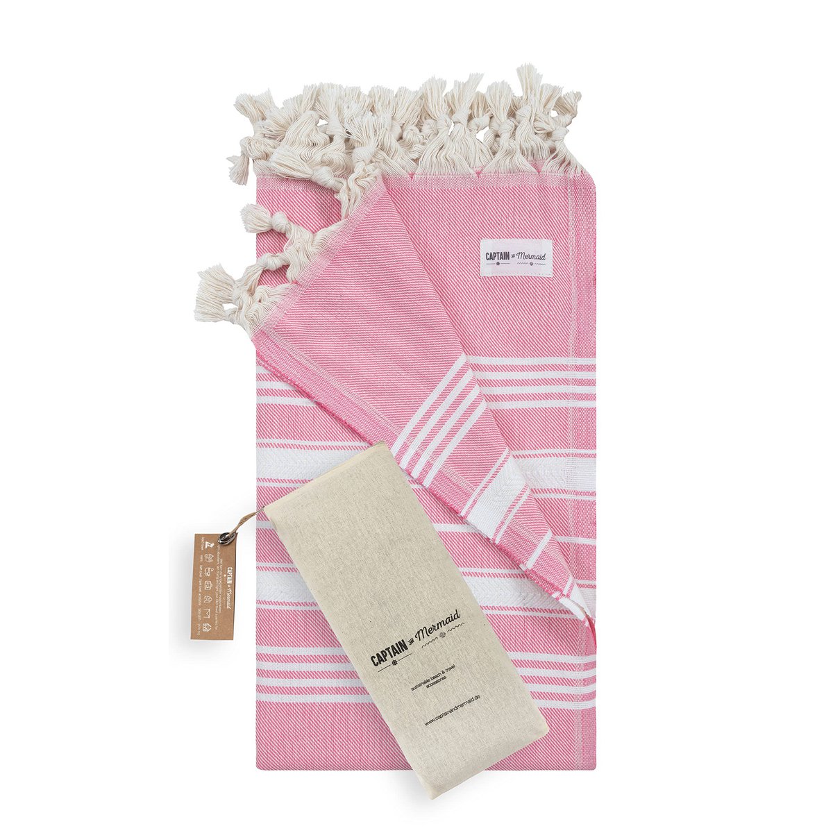 Captain & Mermaid® Strandtuch Basic 170x100cm (Rosa)