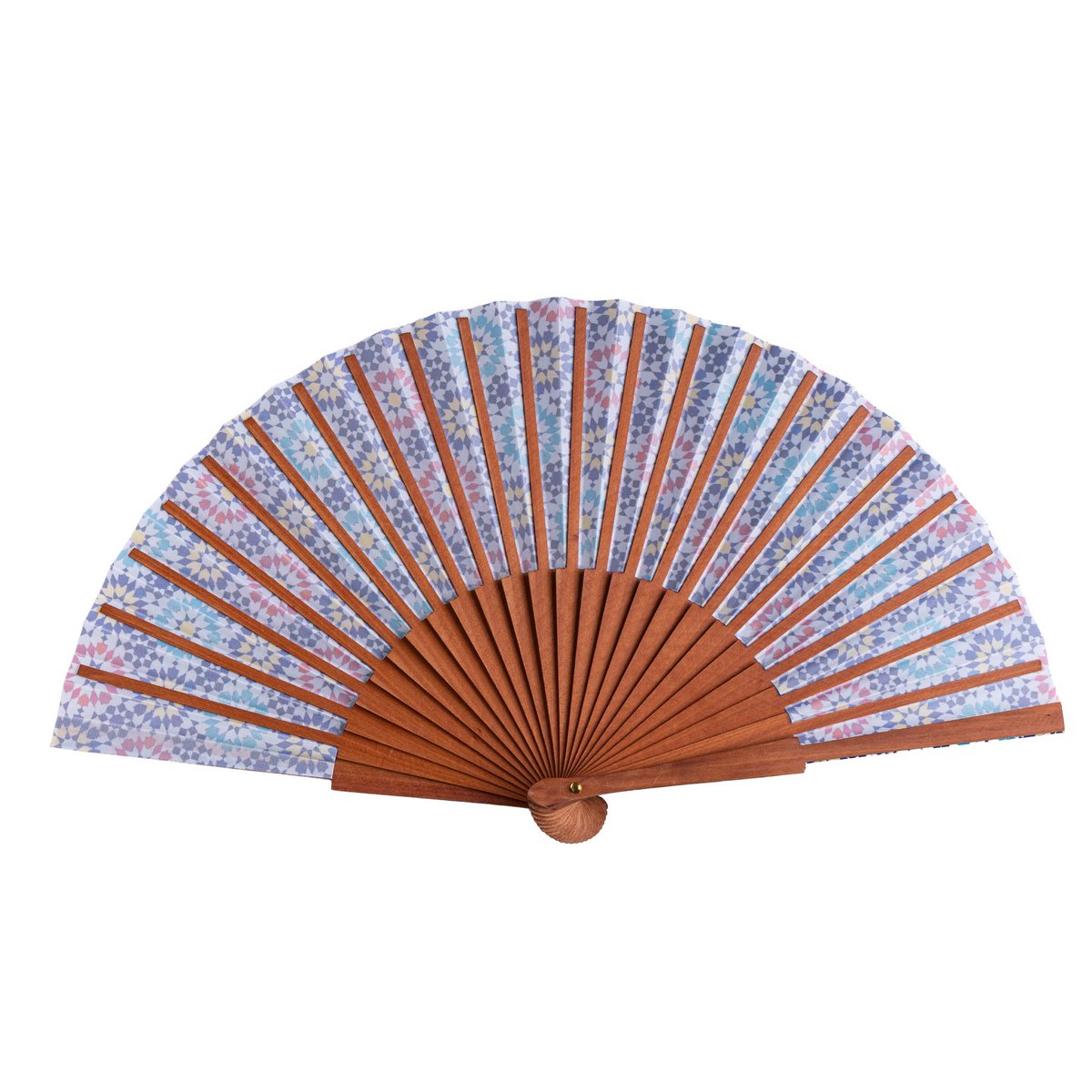 Mosaic Weave Satin Hand Fan Mithal 23 cm