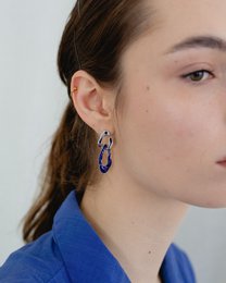 Varia Enamel 2-i-1 øreringe (mini) — blå og sølv