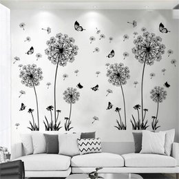Sticker fleurs pissenlit et papillon