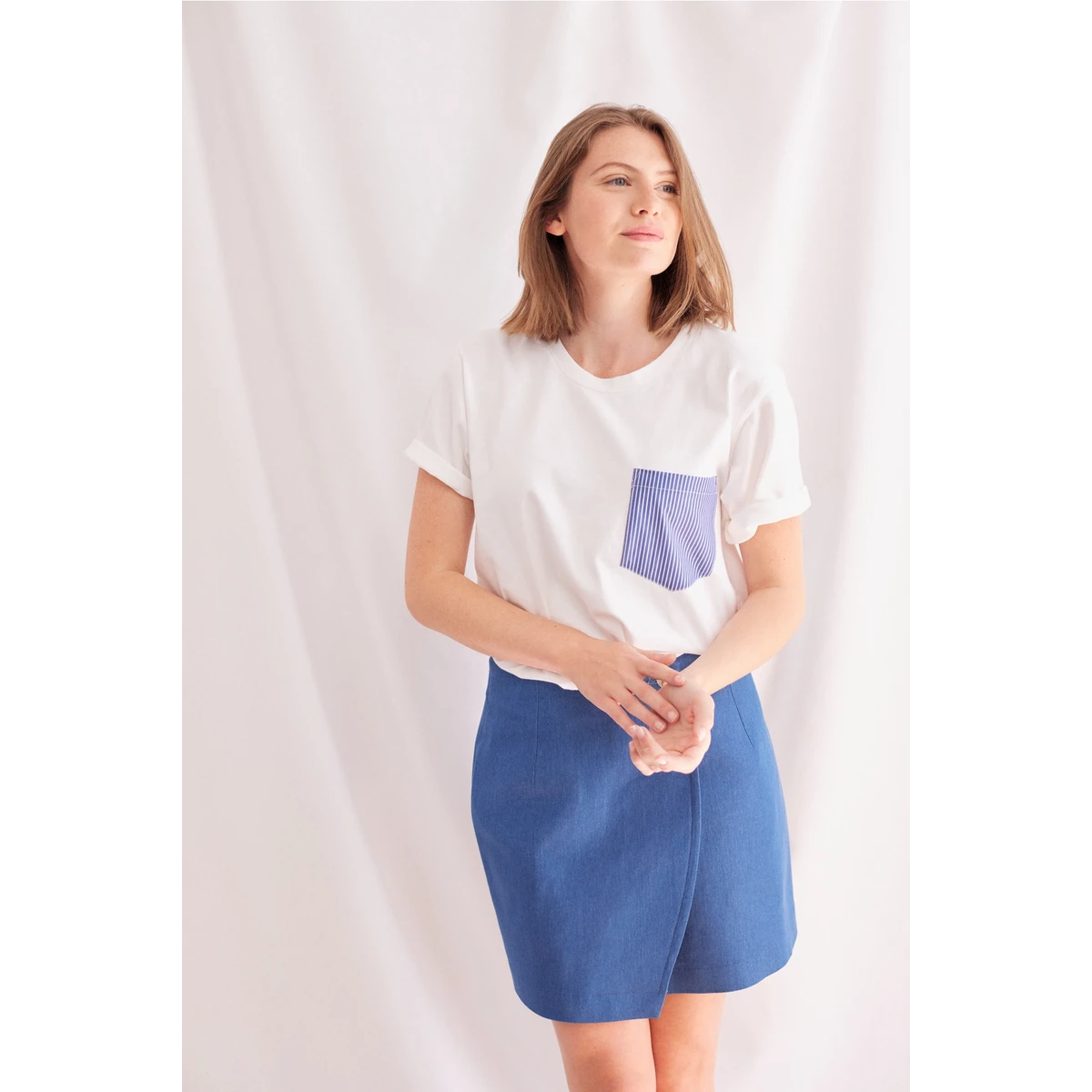 T-shirt poche à rayures