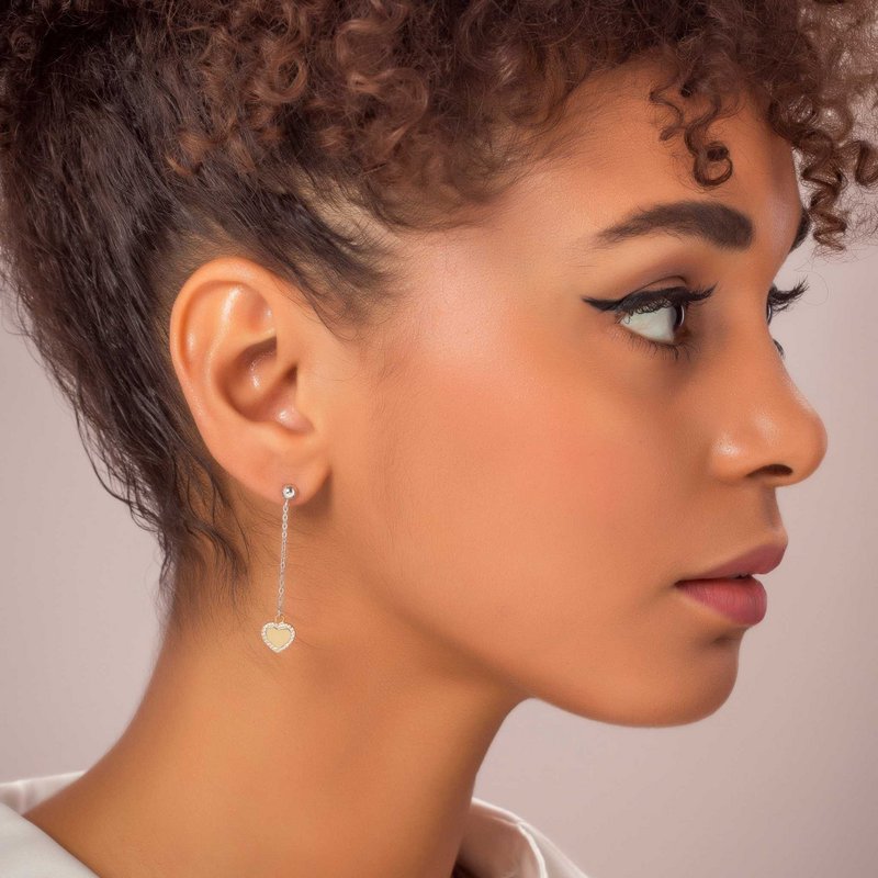 Long Bicolor Heart Cube Earrings