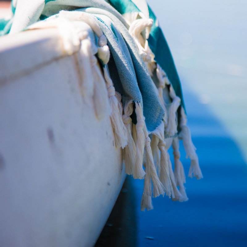 Ręcznik Hamam bawełna organiczna Defne ocean zielony