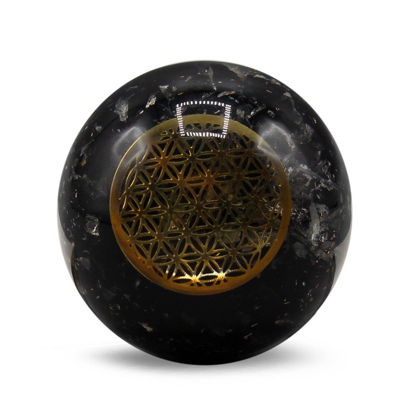Orgone Sphere-Black Tourmaline-Flower of Life