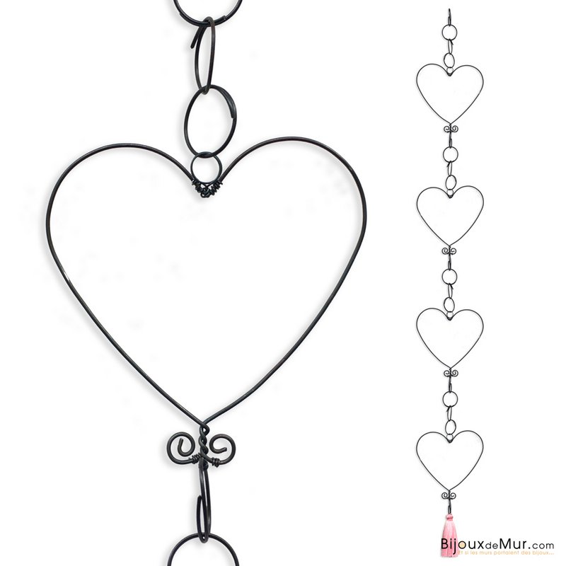 Wire garland - Heart - Pink - to hang