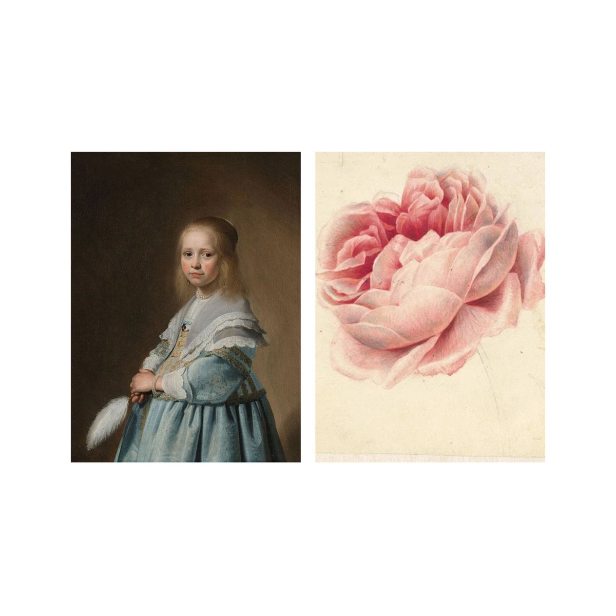 Postcard collage Museum collection - girl with rose