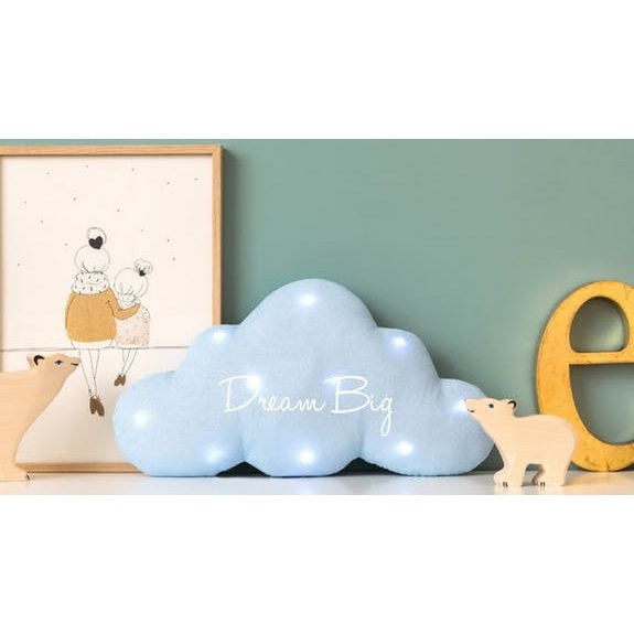 Droom groot blauw glitterwolk muzikaal nachtlampje