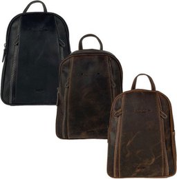 Small cognac color leather ladies backpack from arrigo - elegant light brown buffalo leather