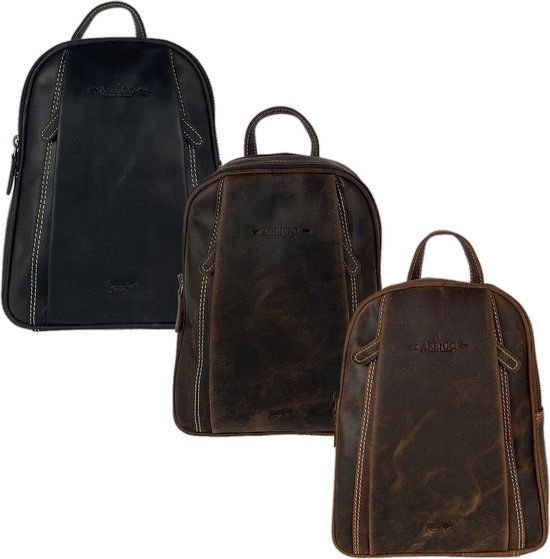 Small cognac color leather ladies backpack from arrigo - elegant light brown buffalo leather