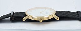 Moderno Milano stainless steel women's watch 36.5 mm, sapphire crystal & nylon NATO strap (black), gold-colored