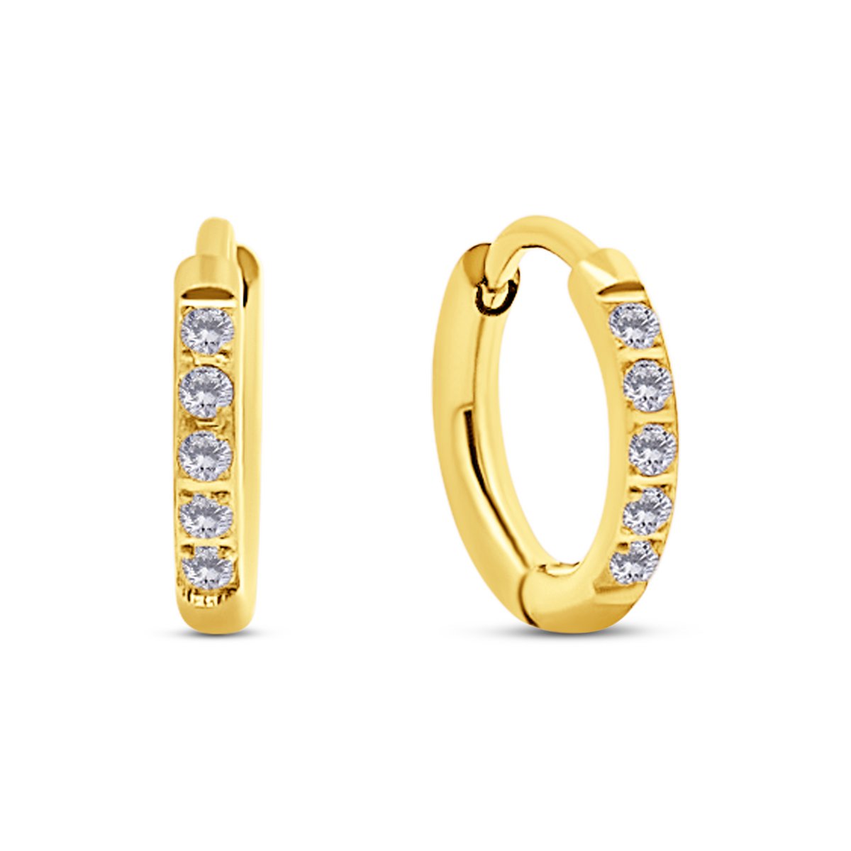 CO88-Kollektion – 8CE-70569 – Stahlohrringe mit Steinen – Ohrringe – 13 mm – goldfarben
