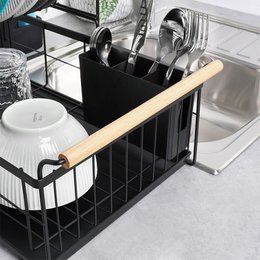 Dish drying rack black two-tier metal 48x29x28.5 cm