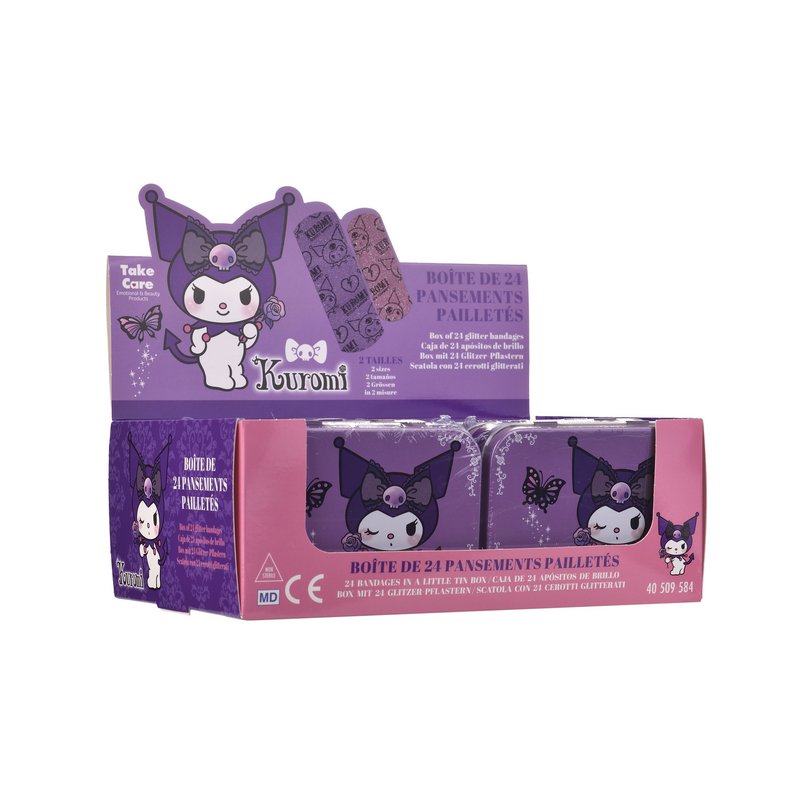 Kuromi - Caja Metálica de Vendas con Purpurina (24 Vendas)
