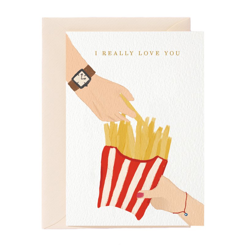 Ti amo davvero biglietto d'auguri per patatine fritte